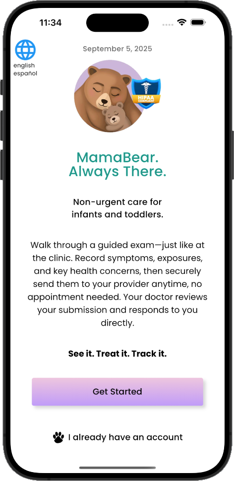 MamaBear Health app on a smartphone