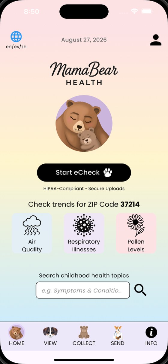 MamaBear Health home screen